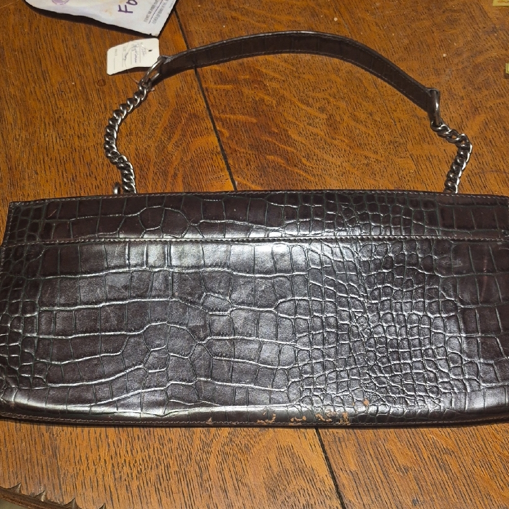 Foley + Corinna Black Croc-Embossed Shoulder Bag